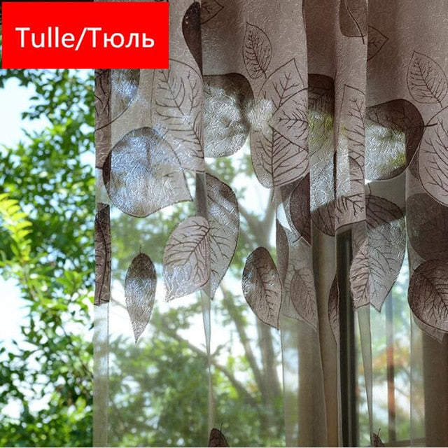 Luxury Modern Leaves Designer Curtain Tulle Window