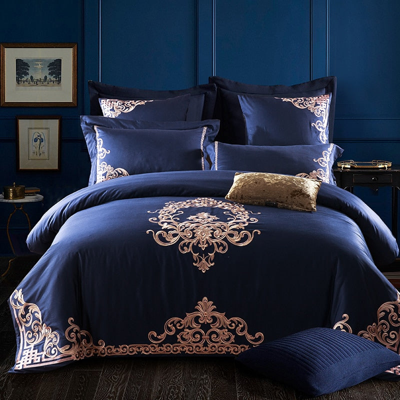 Luxury Bedding Sets Embroidery long stapled cotton 4pcs