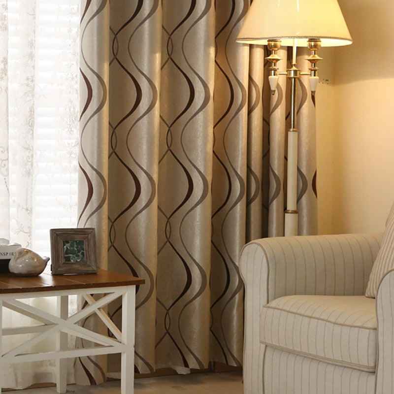 Thick Luxury Wavy Striped Curtain Design for Living Room