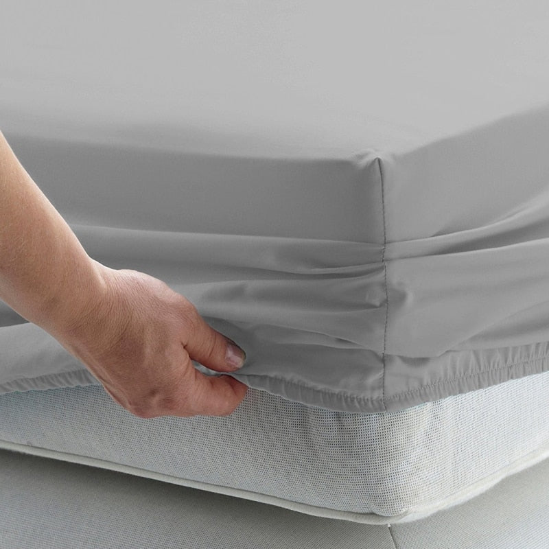 Solid Bed Sheet Fitted Sheet With Elastic Band Plain