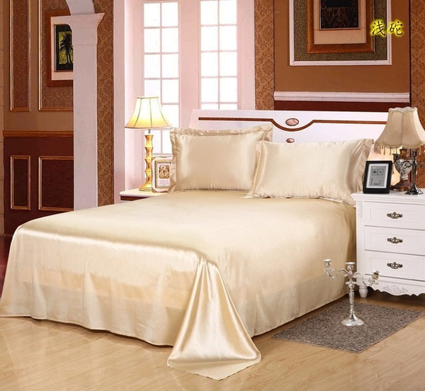 Luxury silk bedsheet bed sheet cover bed sheets Solid