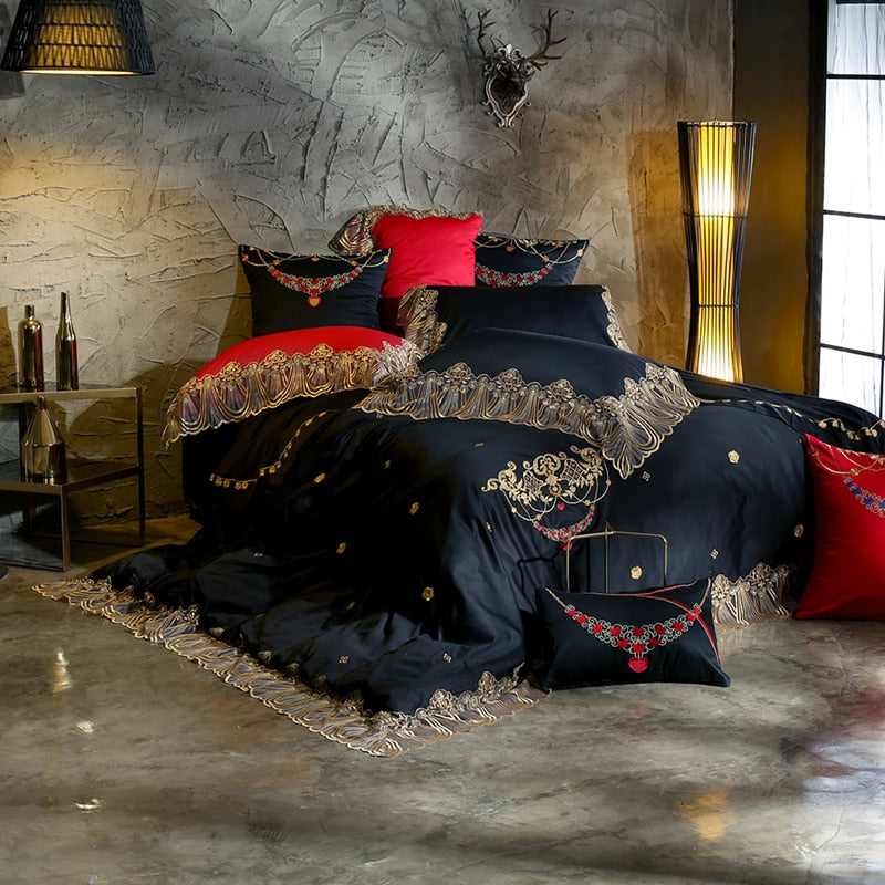 Egypt Cotton Fatal temptation luxury Lace Bedding Set