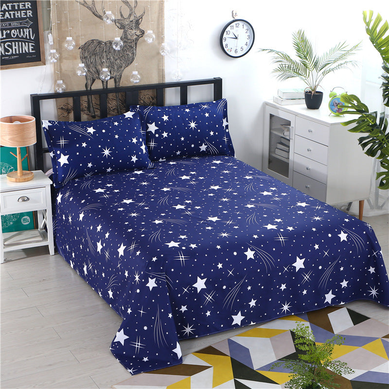 1pcs Polyester Four Seasons Flat Bedsheet Blue Night Sky