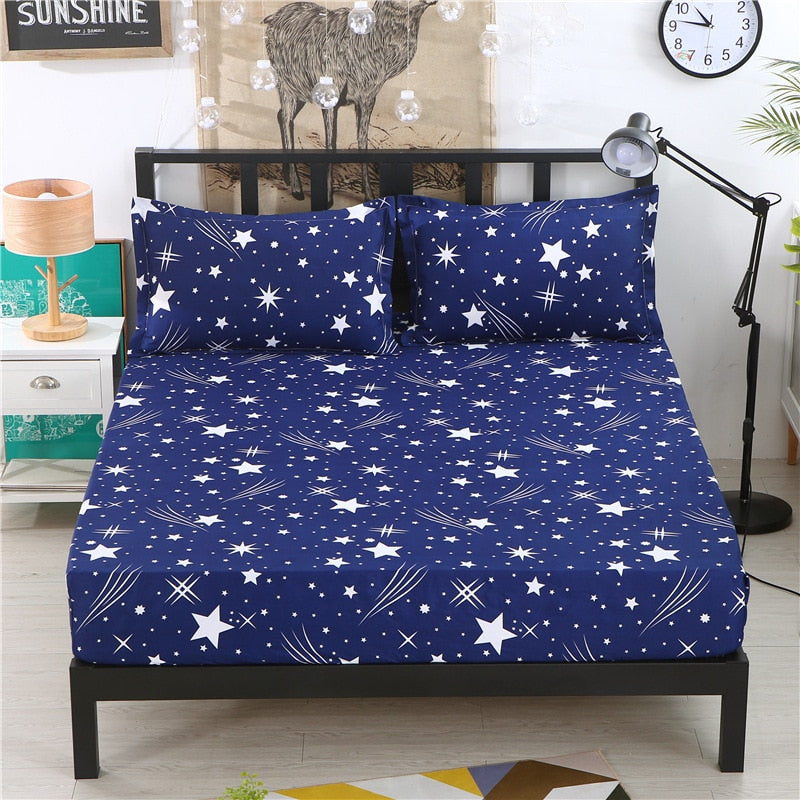 1pcs Polyester Adults Bed Sheets Blue Starry Sky Print Bedding