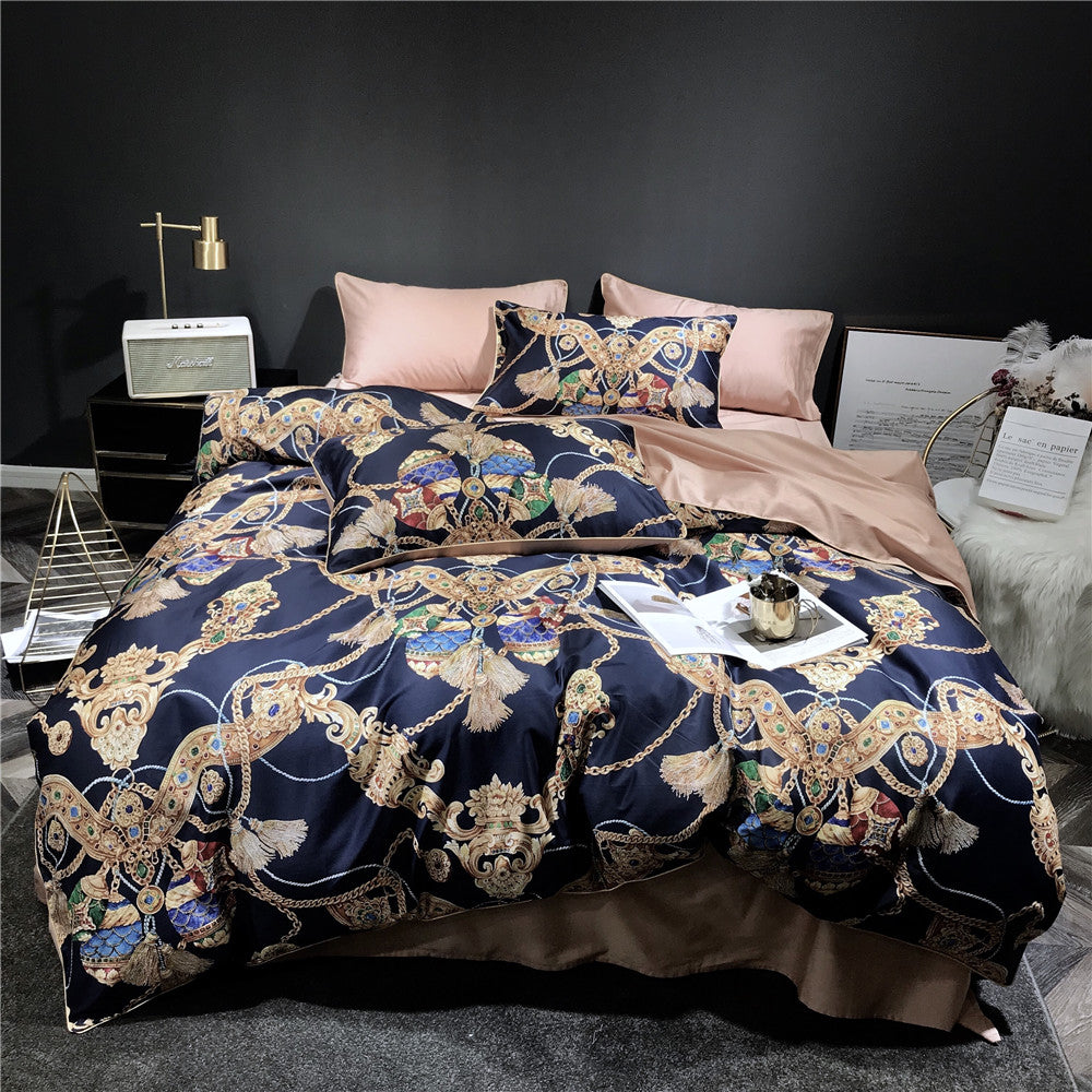 Luxury European Golden Duvet Cover Set Egyptian Cotton