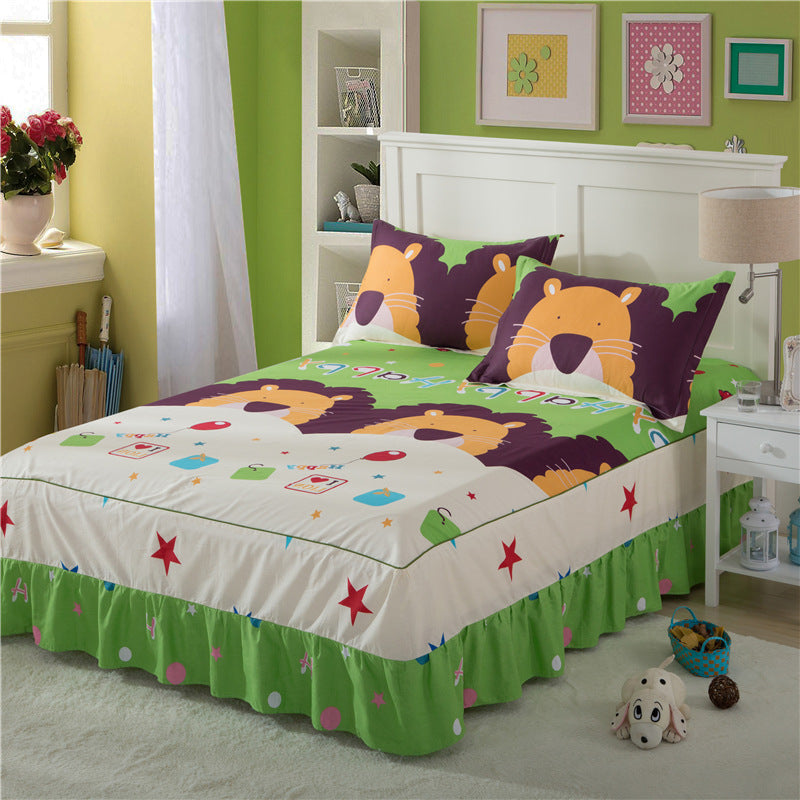 Ruffled Princess Bedsheet Cartoon Animal Cotton Bedspreads