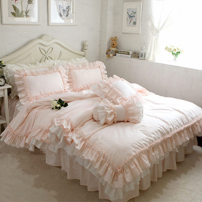 Embroidery luxury layers bedding set sweet princess