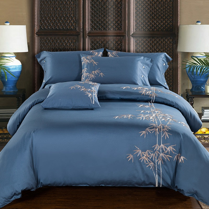 Egyptian Cotton Embroidery Luxury Oriental Bedding set