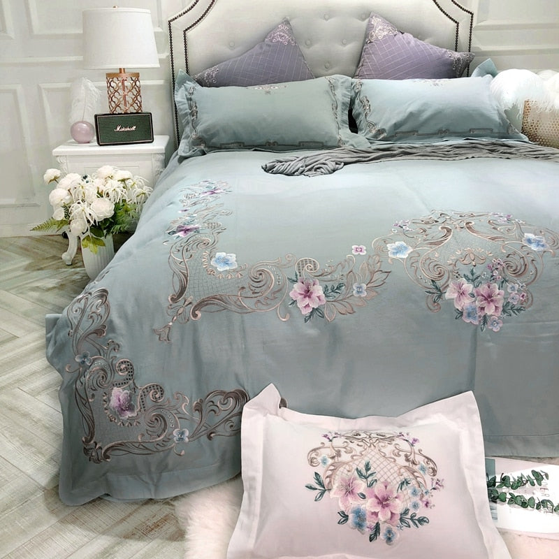 Cotton Embroidery Queen King Bedding set